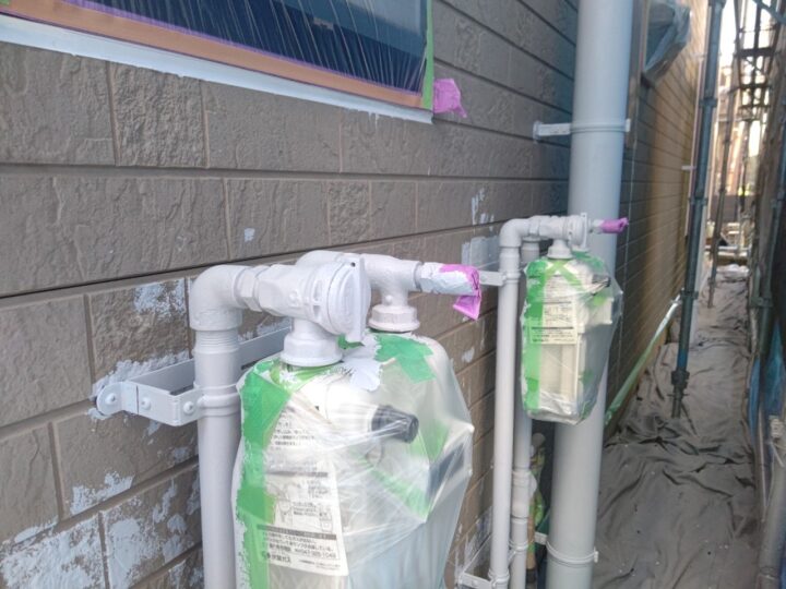 設備配管下塗り施工後