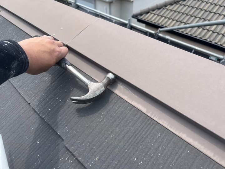 棟板金釘打ち補修施工後