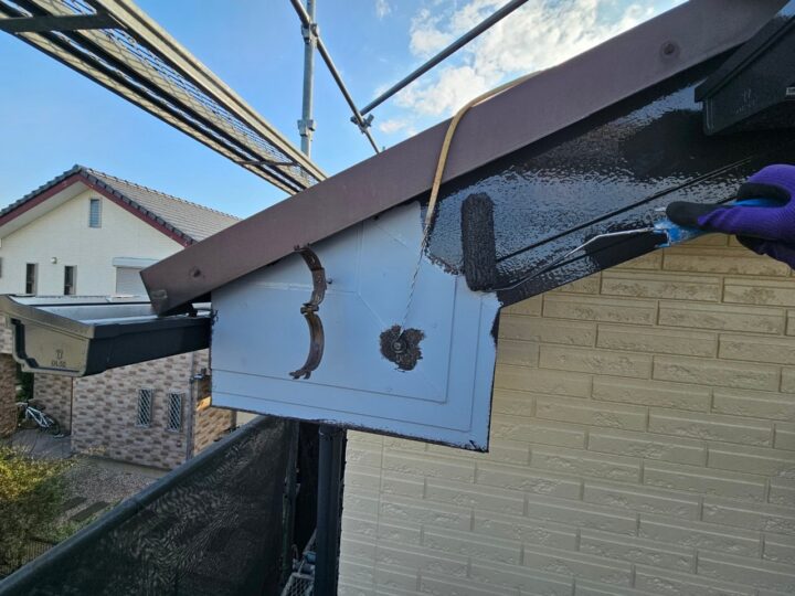 破風板中塗り工事