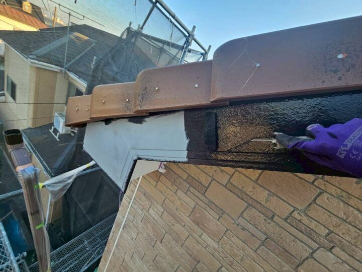 破風板中塗り工事