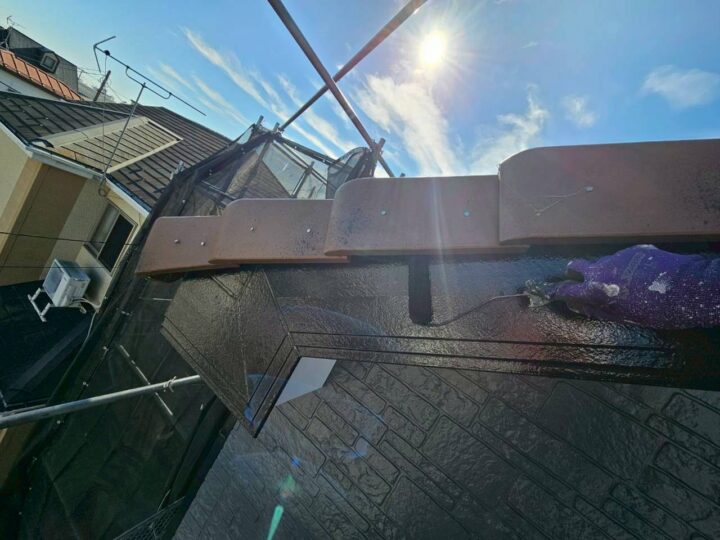 破風板上塗り工事