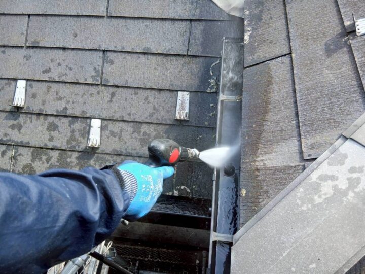 雨樋内部高圧洗浄工事